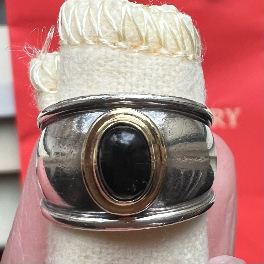 Retired James Avery Christina Sterling Silver 18k Black Onyx Ring